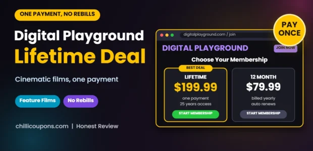 Digital Playground Lifetime Deal 2026 header showing the one payment lifetime membership price