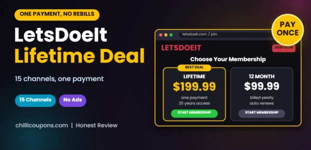 LetsDoeIt Lifetime Deal 2026 header showing the one payment lifetime membership price